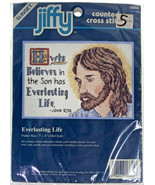 Jesus Counted Cross Stitch Kit Everlasting life religious jiffy - $33.71 CAD