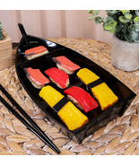 Japanese Traditional Black Lacquered Plastic Sushi Boat Serving Plate Di... - $31.30 CAD