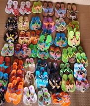 Vibrant Variety 52 Pairs of Girls Flip Flops in Assorted Colors, Sizes, &amp; Styles - £15.34 GBP