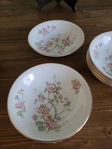Vintage Homer Laughlin Eggshell Georgian desert bowls pink and blue flowers - $37.40