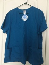 1 Pc Simply Basic Women&#39;s Scrub Top Caribbean Blue Nurse Medical Size 2X  - £18.80 GBP