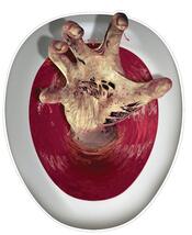 Gothic Halloween Prop-ZOMBIE GHOUL HAND TOILET TOPPER-Tattoo Bathroom De... - $4.92