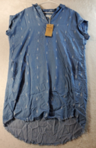 Thread Supply Shirt Dress Womens Large Blue Polka Dot Short Sleeve Collar V Neck - £11.09 GBP