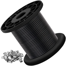 Wire Rope 304 Stainless Steel Wire Cable Black Vinyl Coated, Outdoor Lig... - £22.56 GBP