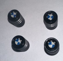 BMW Like Style Car Tire Air Valve Caps Stem  Cover Black With Silver Str... - £11.72 GBP