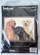 Janlynn Retrievers Golden Black Dogs Cross Stitch Kit Vintage 1987 NEW S... - £18.63 GBP