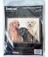 Janlynn Retrievers Golden Black Dogs Cross Stitch Kit Vintage 1987 NEW S... - £18.92 GBP