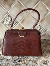 Finesse La Model Lizard Skin Satchel Bag purse Brown  With Gold Trim Pus... - $589.05