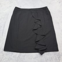 Adrienne Vittadini Skirt Womens 12 Black Ruffle Solid Slit Office Pencil - $25.72