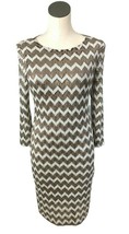 Ronni Nicole Dress Metallic White Geometric Stretch L Shimmer 3/4 Sleeve NWT Fit - £12.58 GBP
