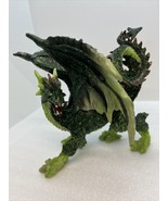 Emerald Green Glittery Dragon Resin Figurine 5.5” Tall Padded Feet With Box - $17.75