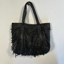 NEW Lane Boots KATORI Womens Black Purse Large Leather Tote Shoulder Bag Fringe - £138.48 GBP