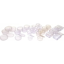 35 Bead Clear Jars Round Rectangle Beading Storage Container Containers - £14.71 GBP