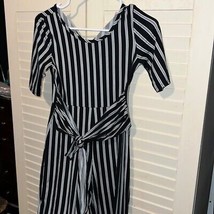 I love pine, striped Belted stretch, cotton jumpsuit - £11.73 GBP