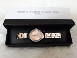 Pure Elegance Watch Created With Swarovski Crystals &quot;Two Tone&quot; (Quartz Movement) - £18.51 GBP