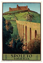 Decor Ospoleto Umbria Travel Poster. Fine Graphic Design. Wall Art. 1971 - $17.10+
