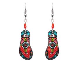 Mia Jewel Shop Flip Flop Sandal Dangle Tropical Pattern Graphic Earrings - Women - £14.14 GBP