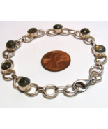 Solid Sterling 925 Silver Natural Labradorite Stone Link 7.75&quot; Bracelet ... - $39.60