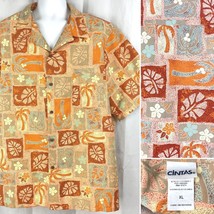 Cintas Uniform Palms Leaves Pastel Hawaiian Shirt XL 2XL 54 x 31 Mens Po... - $28.67