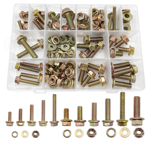 170pc Metric Flange Bolt Nut &amp; Washer Kit – M6 M8 M10 Yellow Zinc, 11 Sizes - $23.99