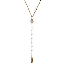 Stylish Hamsa Hand of Protection Tiger&#39;s Eye Cotton Rope Lariat Necklace - £10.91 GBP
