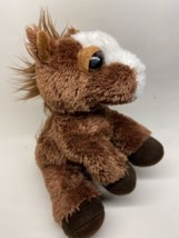 Aurora Horse Prancer Pony Plush Dreamy Big Peep Eyes Brown  Stuffed Animal 10 In - £8.62 GBP