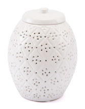 Zuo Décor Floral Covered Jar White - £47.73 GBP