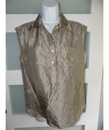 J. CREW 100% SILK MOCHA SLEEVELESS SATIN BUTTON DOWN SHIRT SIZE 8 WOMEN&#39;... - $49.57 CAD