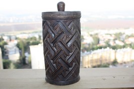 Hand Carved Primitive Wood Lidded Box Pot Wessel Jar Urn Kuba Peoples D.... - £148.31 GBP