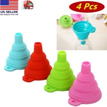 4 Pcs Portable Mini Silicone Foldable Funnel Collapsible Liquid Oil Hopp... - £7.78 GBP