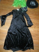  Witch/Vampire  Halloween Costume girl 8-10-long black dress,hat long,gr... - £10.11 GBP