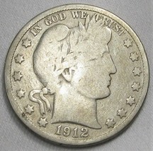 1912-D Barber Silver Half Dollar Coin AH326 - £14.64 GBP