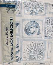 Flannel Back Vinyl Printed Tablecloth 60&quot; ROUND (4-6 people) SEALIFE SQU... - $14.84