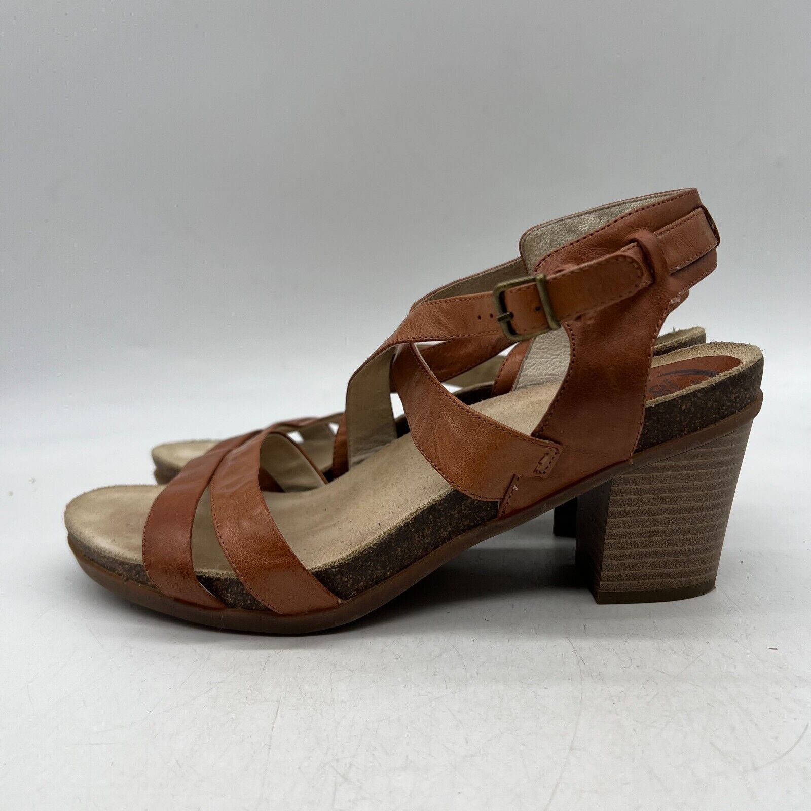 Primary image for Abeo Biana Womens Brown Tan Leather Buckle Strappy Sandals Size 10