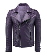 Jacket Leather Biker Motorcycle Mens Coat Vintage Bomber Lambskin Slim P... - $2,561.86 MXN+