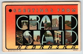 Greetings From Grand Island Nebraska Postcard Large Big Letter Curt Teic... - £9.41 GBP