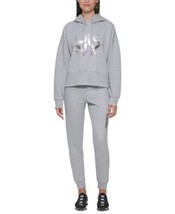 DKNY Womens Graphic Hoodie Color Grey Heather Size Large - £54.22 GBP