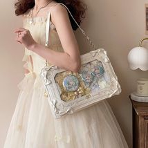 Xiuya Kawaii Lolita Party Women Shoulder Bag Bow Print Large Capacity Picture Fr - £43.79 GBP