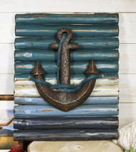 Rustic Beach Nautical Marine Ship Anchor With Ropes Wood Panel Wall Deco... - $838.61 MXN