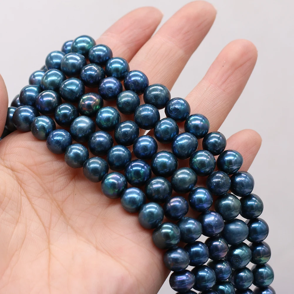 Hot Sela Natural Freshwater Pearl Beads Blue Green Round Loose Pearls Fo... - £11.59 GBP