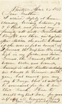 1855 Boston Ma Letter~Mrs Betsy Holeden Of Middlesex Vermont To Her Mother - £8.67 GBP