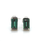 14k White Gold Teal Green Genuine Natural Tourmaline Stud Earrings (#J6323) - £493.86 GBP