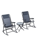 Outsunny 3-Piece Outdoor Rocking Bistro Set - Patio Folding Grey - $353.40 CAD