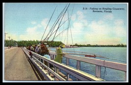 FLORIDA Postcard - Sarasota, Fishing on Ringling Causeway G13  - £3.10 GBP