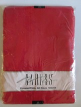 Caress Fabric Tablecloth 70&quot; Round Red Permanent-Press Vintage Retro New - £19.58 GBP