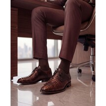 Vinci The Valmont Tan Snake Leather Derby Men Shoe image 14