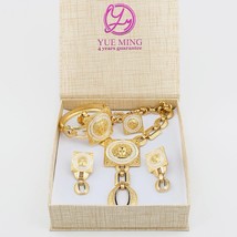 Dubai Gold Plated Jewelry Set with Gift Box Ladies Fashion Copper Necklace Brace - £61.89 GBP