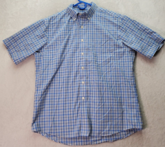 Jos. A. Bank Shirt Mens Large Blue Plaid Cotton Pocket Collared Button D... - $15.17