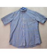 Jos. A. Bank Shirt Mens Large Blue Plaid Cotton Pocket Collared Button D... - $288.33 MXN
