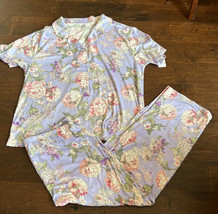 Flora By Flora Nikrooz Periwinkle Short Sleeve Pajama set New 2X Floral - $39.97